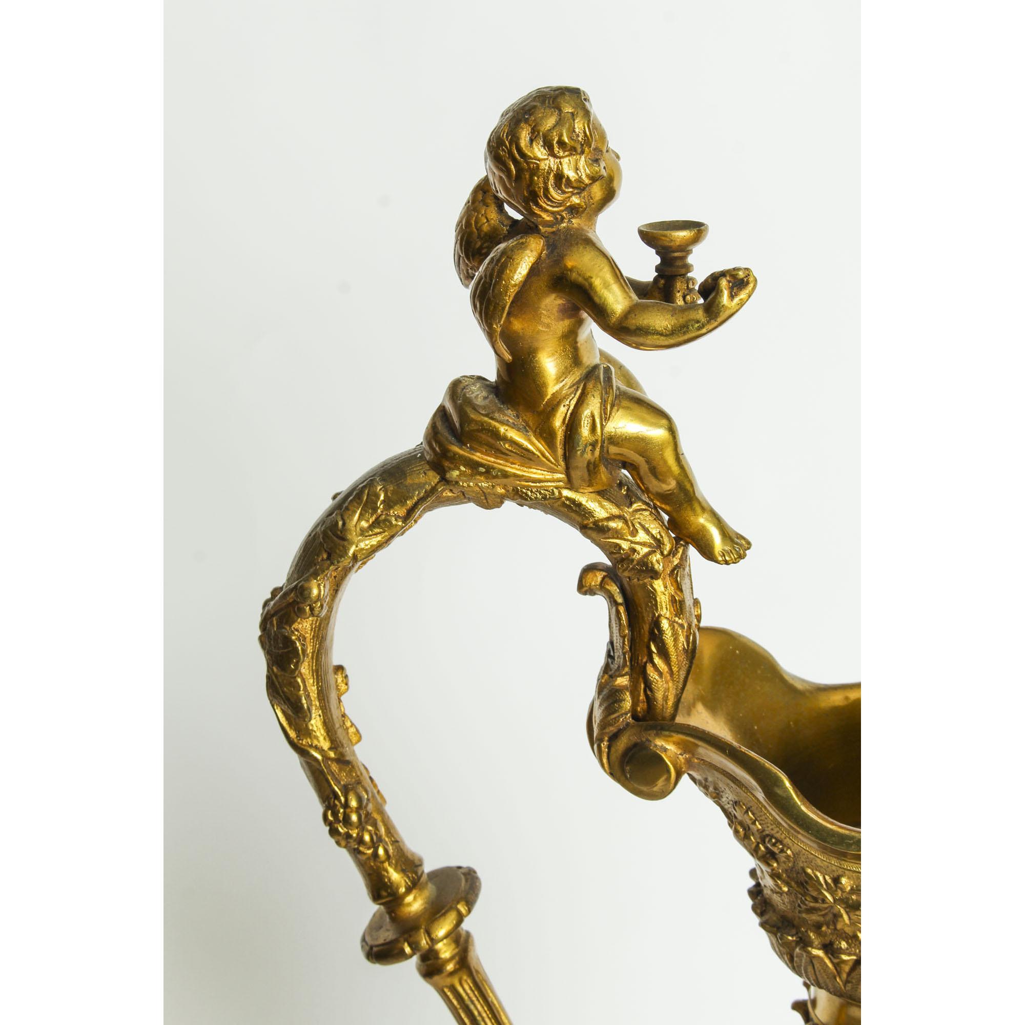 Fin du XIXe siècle Lampe de table ancienne en bronze doré de style néo-Renaissance, XIXe siècle en vente