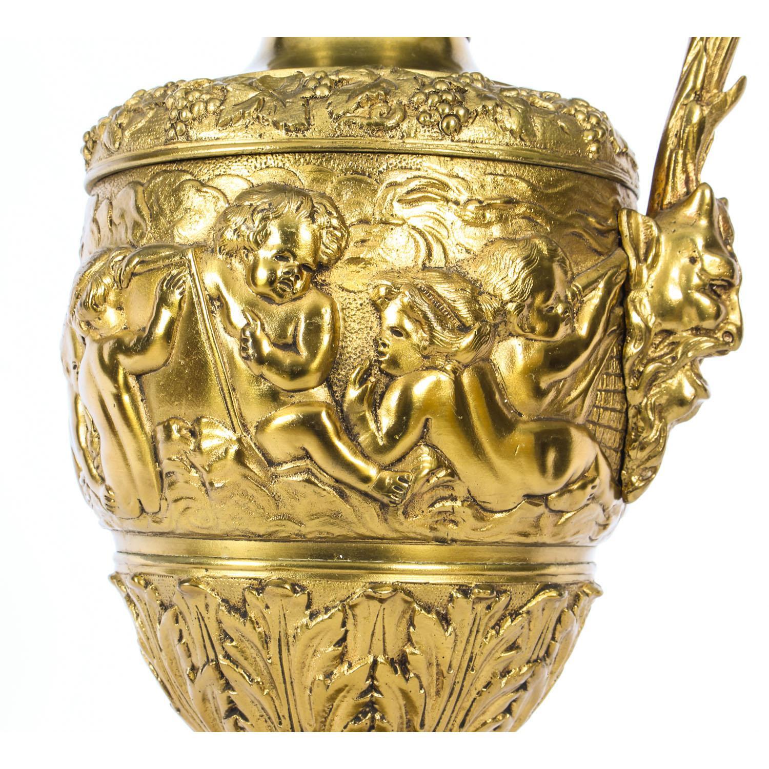Lampe de table ancienne en bronze doré de style néo-Renaissance, XIXe siècle en vente 2