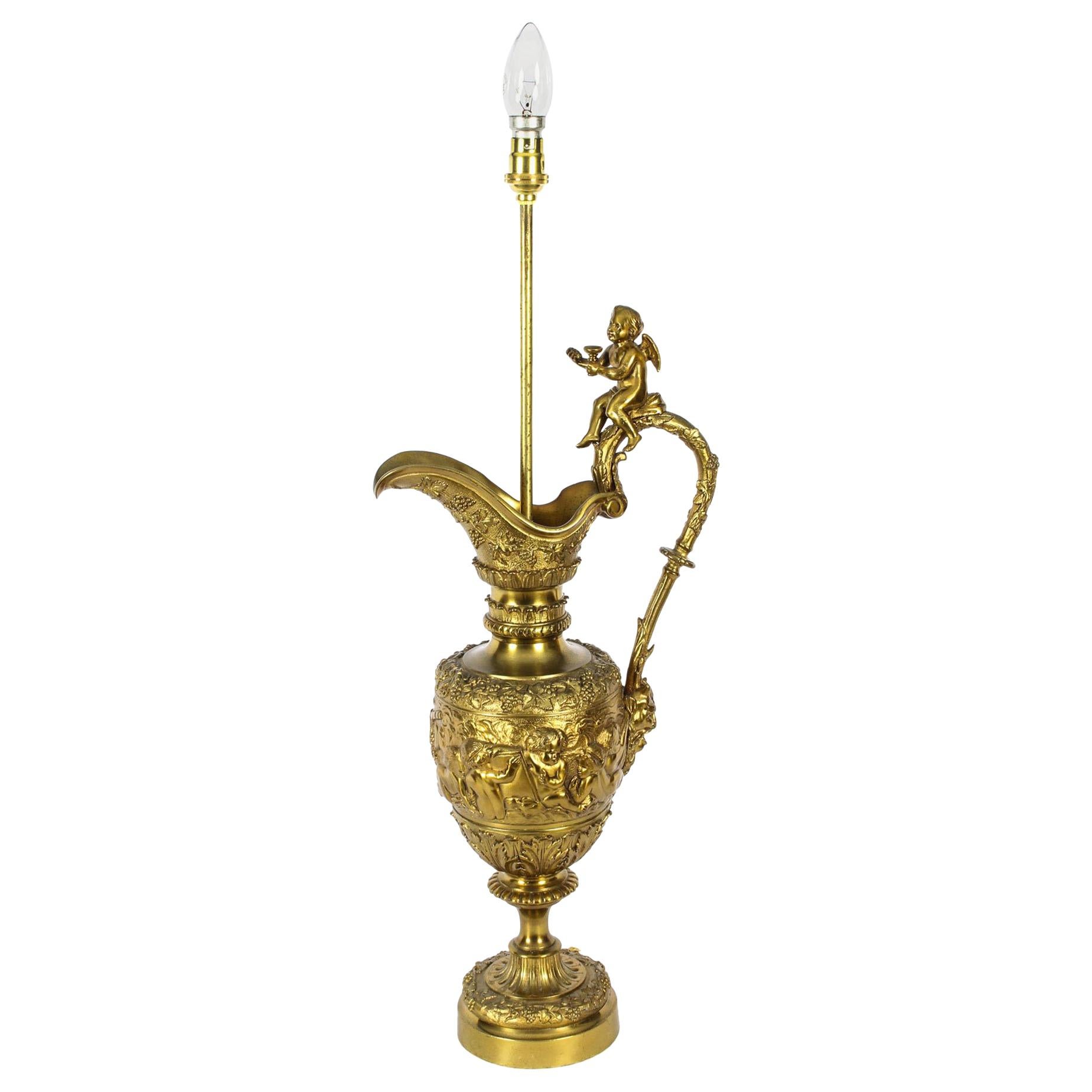 Antike vergoldete Bronze-Tischlampe im Renaissance-Revival-Stil, 19. Jahrhundert