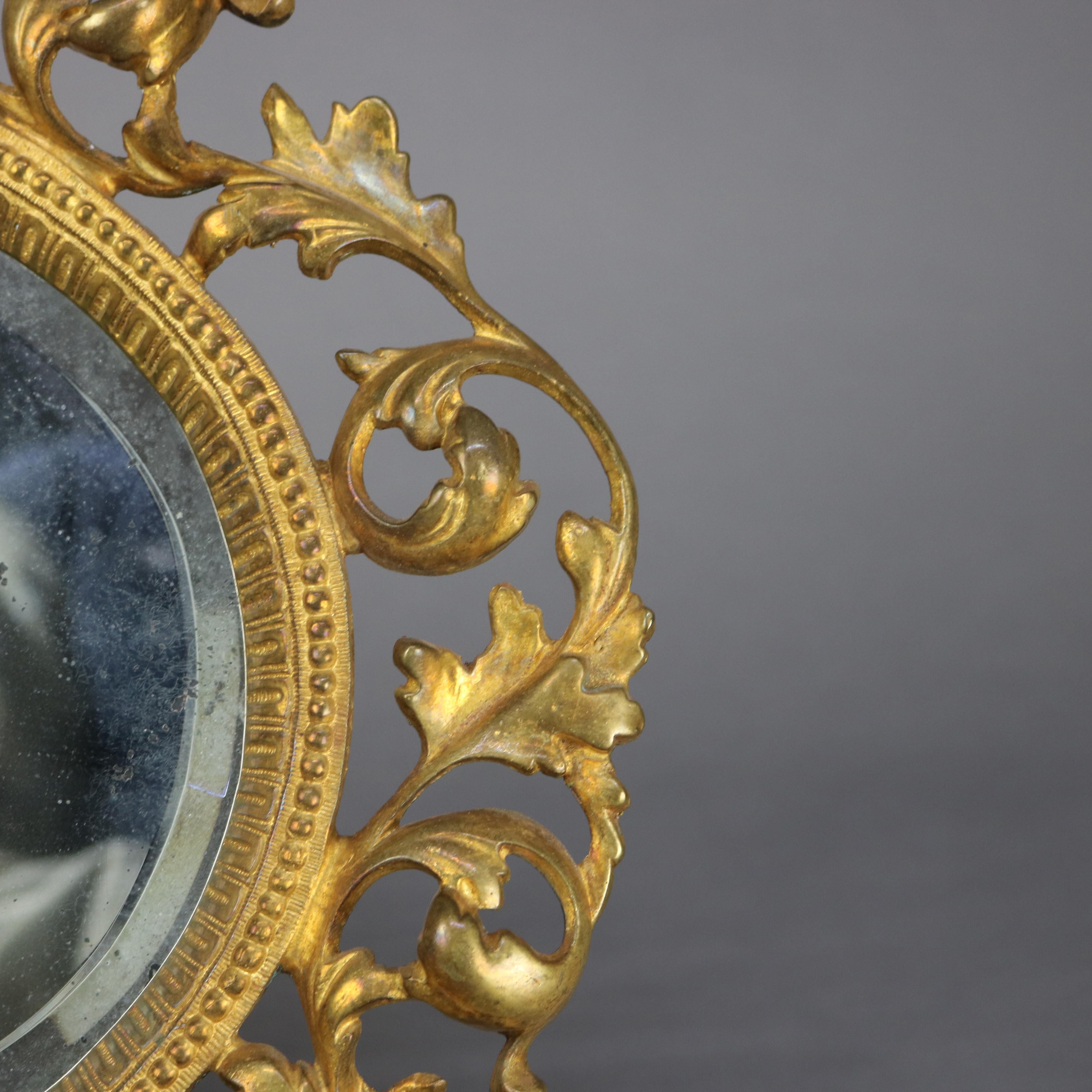 Doré Miroir dressoir ancien en bronze doré réticulé en forme de feuillage, vers 1890 en vente