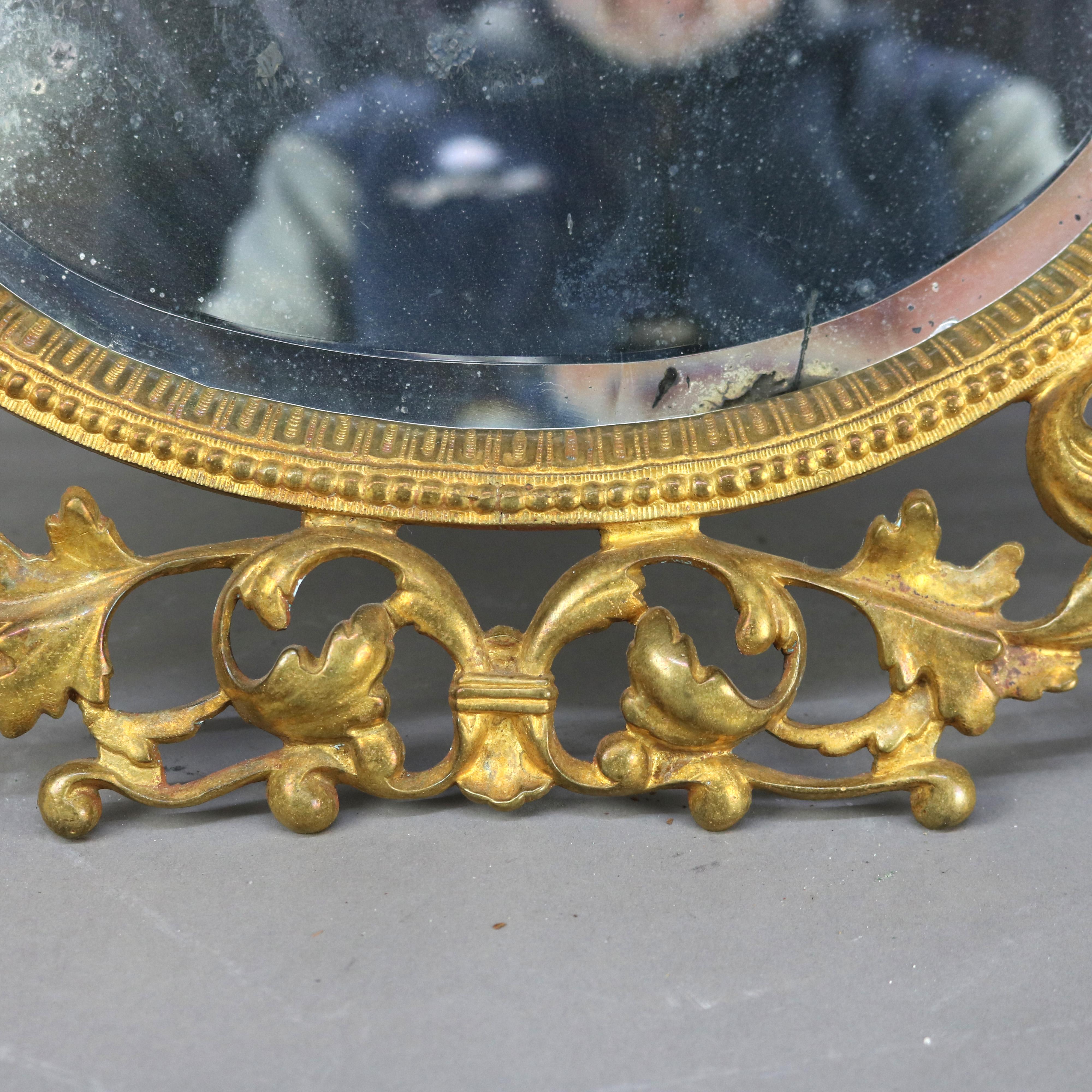 XIXe siècle Miroir dressoir ancien en bronze doré réticulé en forme de feuillage, vers 1890 en vente