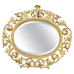 Antique Gilt Bronze Reticulated Foliate Form Dresser Mirror C1890