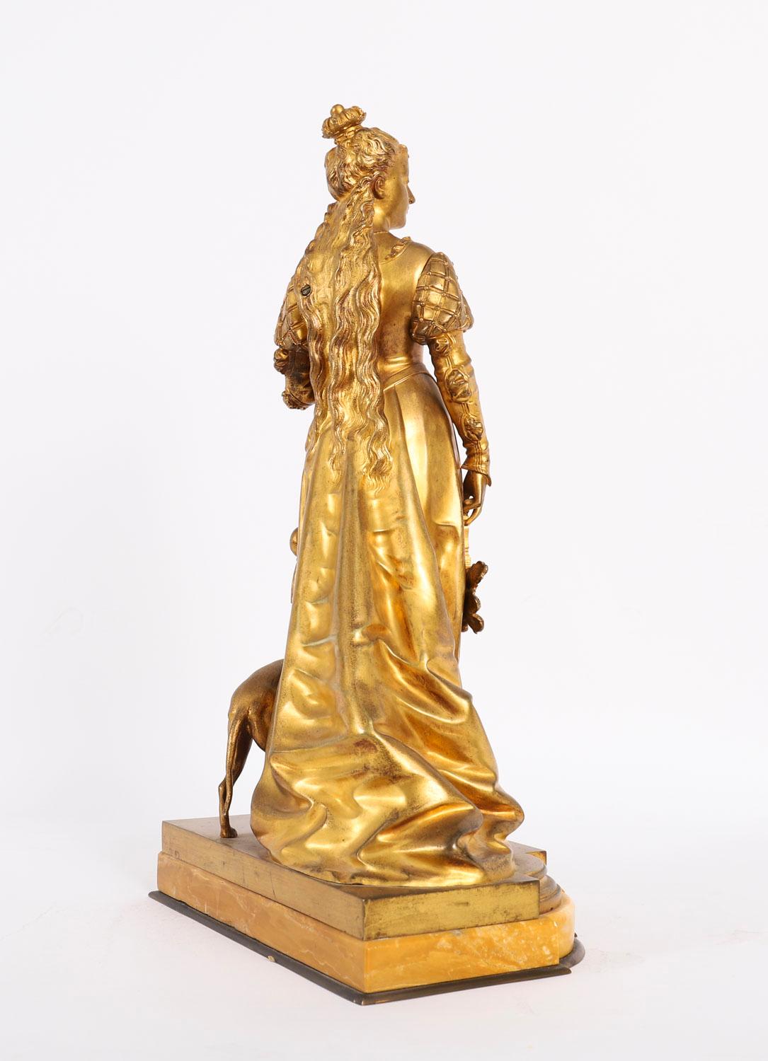 Scultura antica in bronzo dorato di Reine Isabella di Eurotrope Bouret del XIX secolo in vendita 5