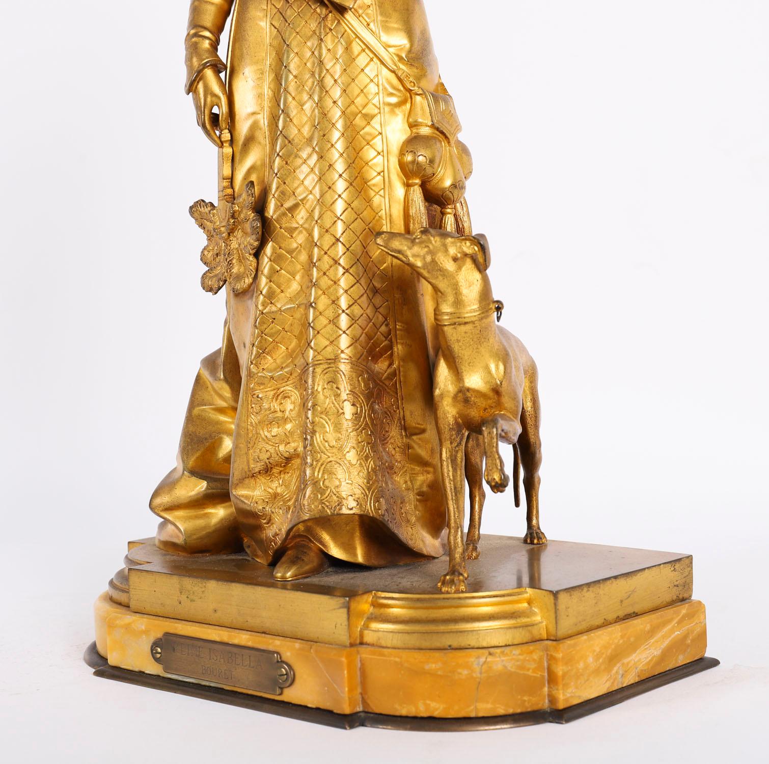 Scultura antica in bronzo dorato di Reine Isabella di Eurotrope Bouret del XIX secolo in vendita 6