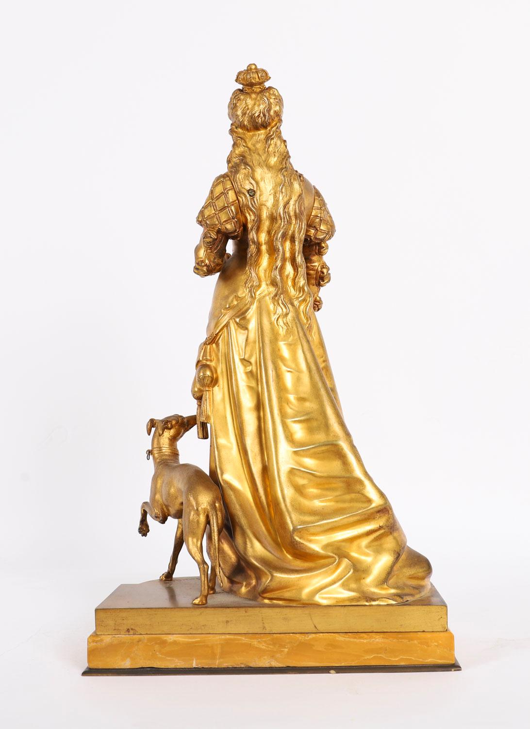 Scultura antica in bronzo dorato di Reine Isabella di Eurotrope Bouret del XIX secolo in vendita 7