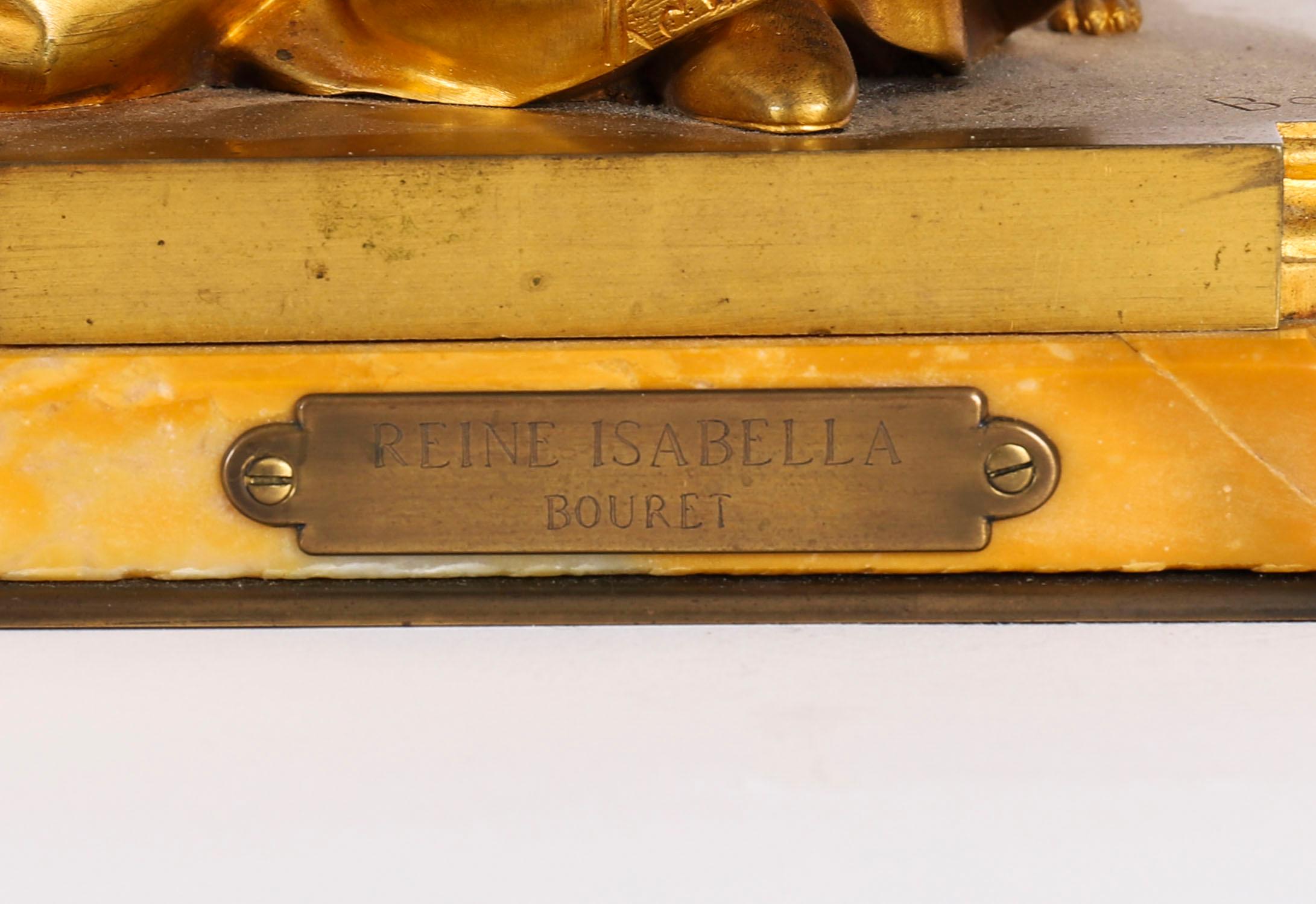 Scultura antica in bronzo dorato di Reine Isabella di Eurotrope Bouret del XIX secolo in vendita 3