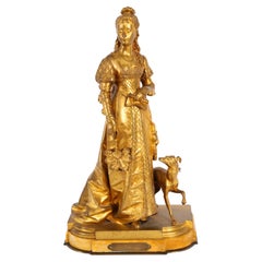 Antique Gilt Bronze Sculpture of Reine Isabella by Eurotrope Bouret 19th Century