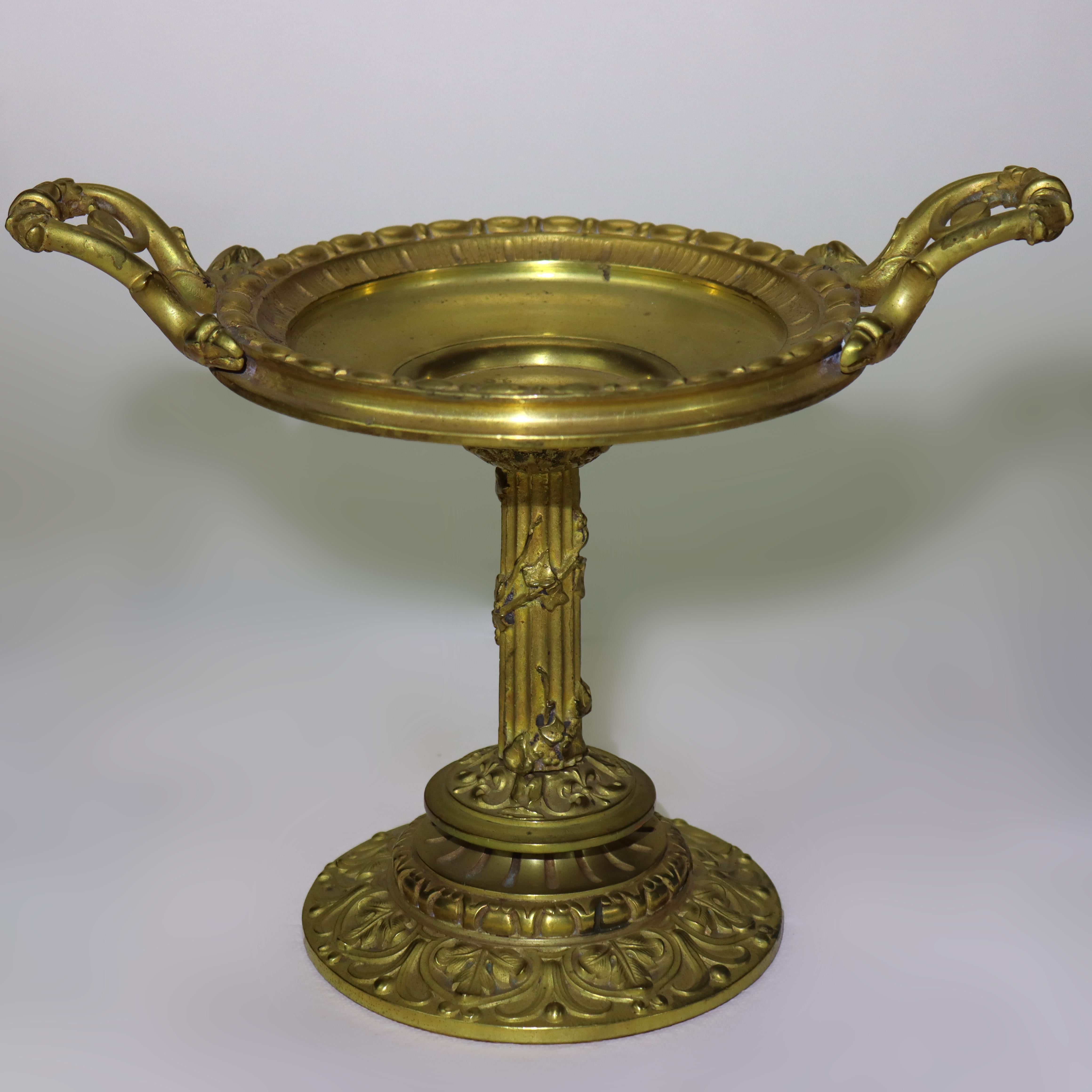 Antique Gilt Bronze Tazza With Fluted Column C1880 For Sale 2