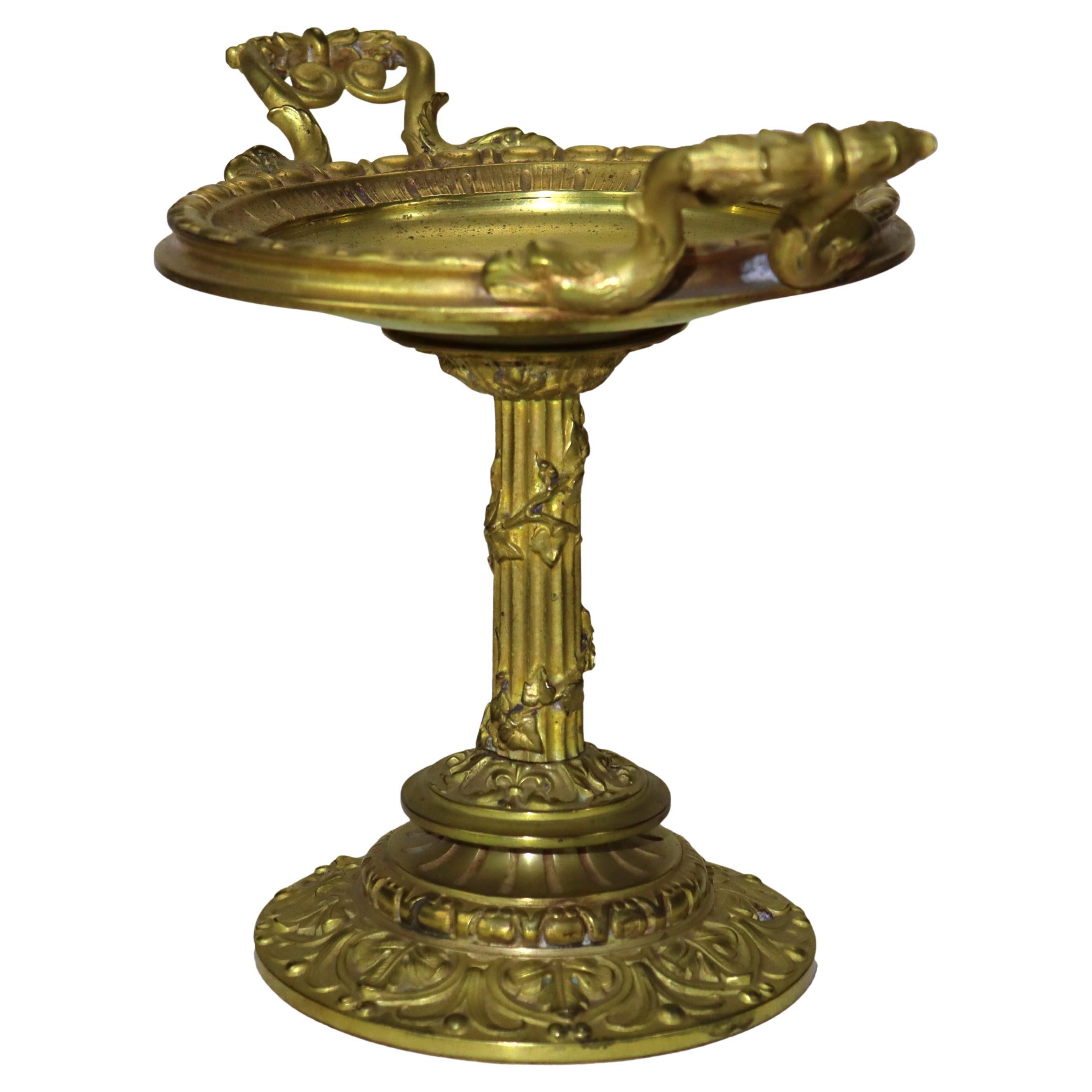 Antique Gilt Bronze Tazza With Fluted Column C1880 For Sale