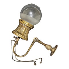 Antique Gilt Bronze Welsbach Gas Light Fixture/ Sconce & OC White Bracket