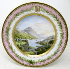 Antique Gilt Cabinet Copenhagen Plate Scottish Ben Lock Lomond Landscape 1871