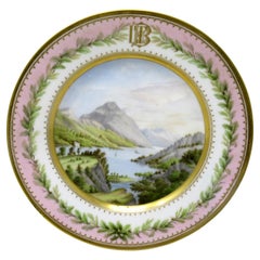 Antiker vergoldeter Schrank Copenhagen Plate schottisches Bankschloss Lomond Landschaft 1871 