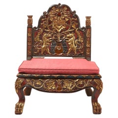 Antique Gilt-Carved Red and Black Lacquer Javanese Ceremonial Circumcision Chair