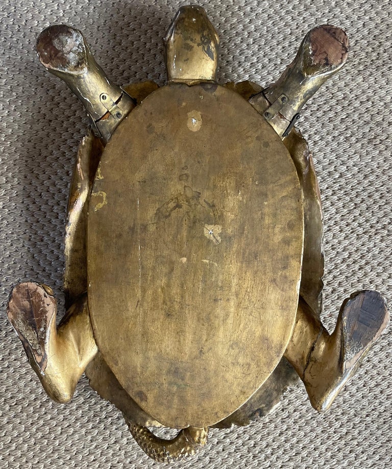 Antique Gilt Carved Tortoise Foot Rest For Sale at 1stDibs