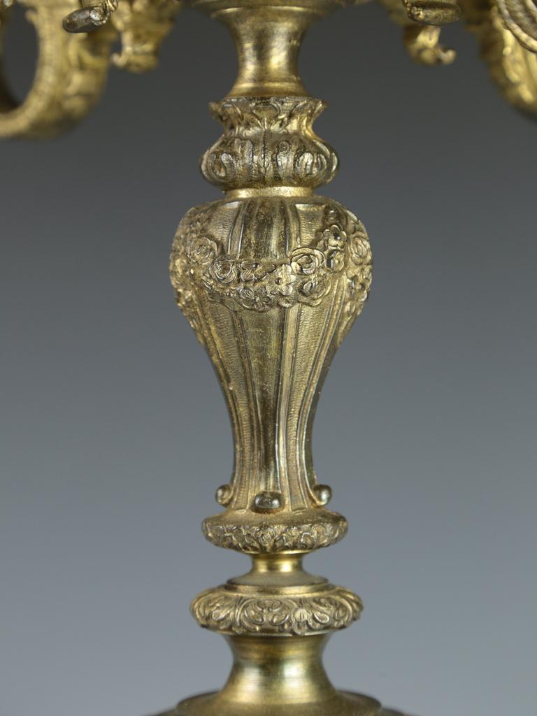 Antique Gilt Cherub 5 Light Candelabra Table Lamp For Sale 5