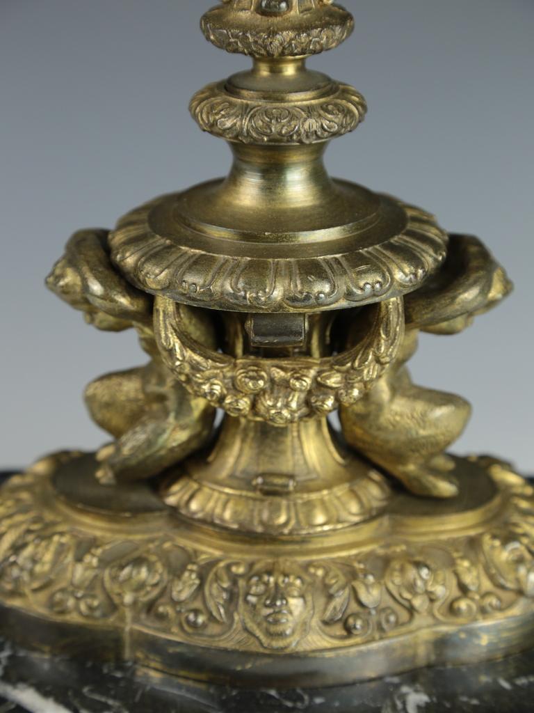 Antique Gilt Cherub 5 Light Candelabra Table Lamp For Sale 6