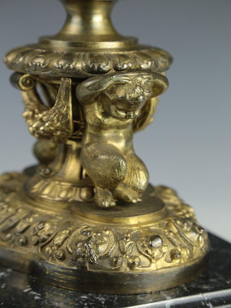 Antique Gilt Cherub 5 Light Candelabra Table Lamp For Sale 7