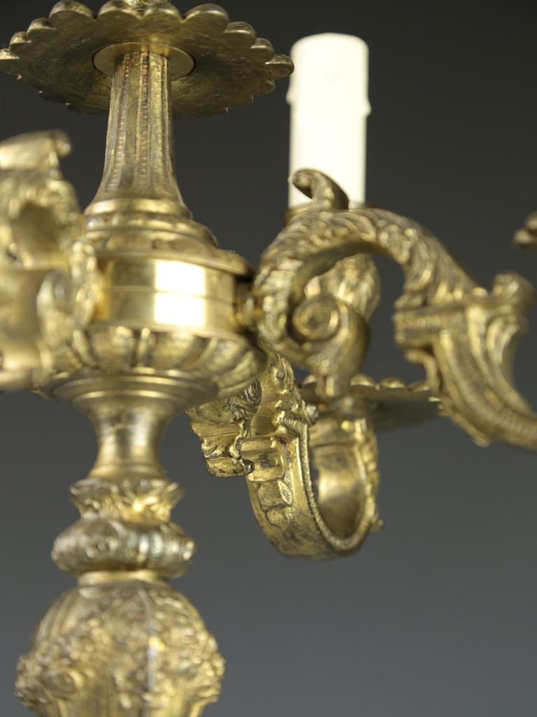 Antique Gilt Cherub 5 Light Candelabra Table Lamp For Sale 10