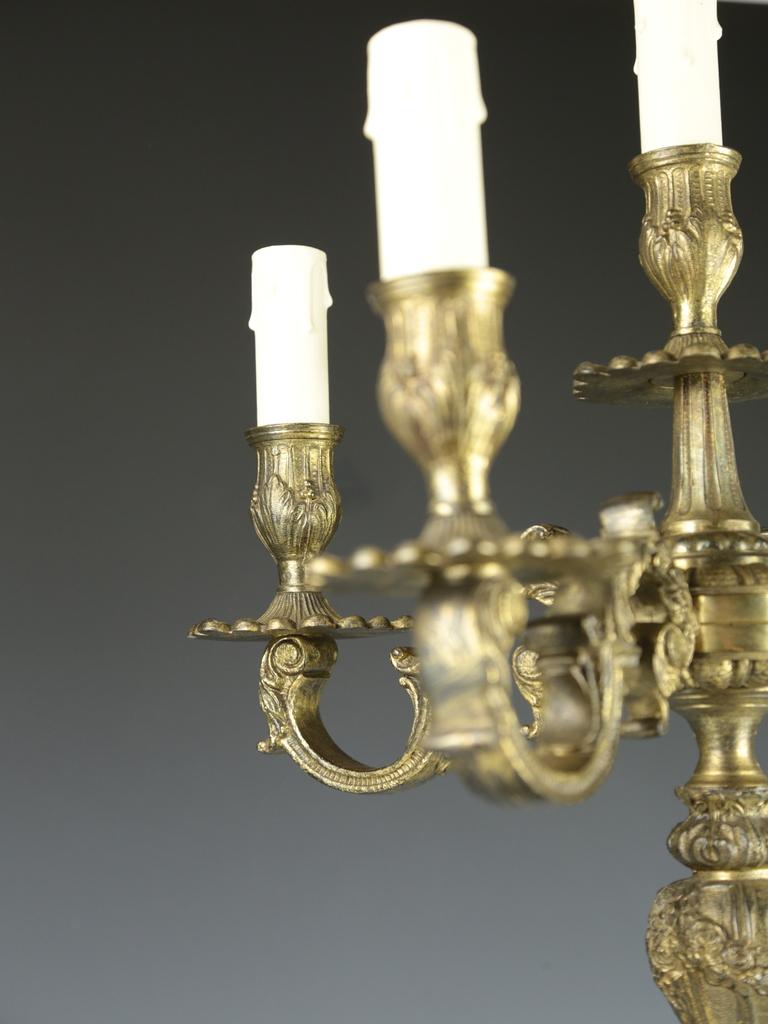 Antique Gilt Cherub 5 Light Candelabra Table Lamp For Sale 11