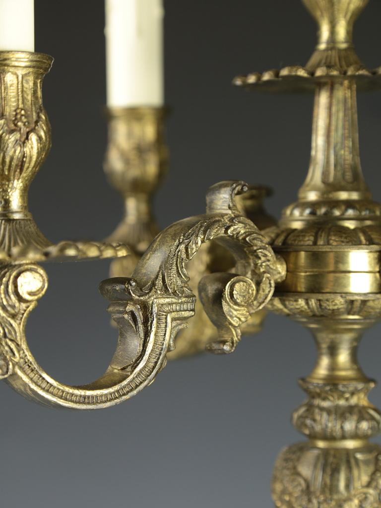 Antique Gilt Cherub 5 Light Candelabra Table Lamp For Sale 3