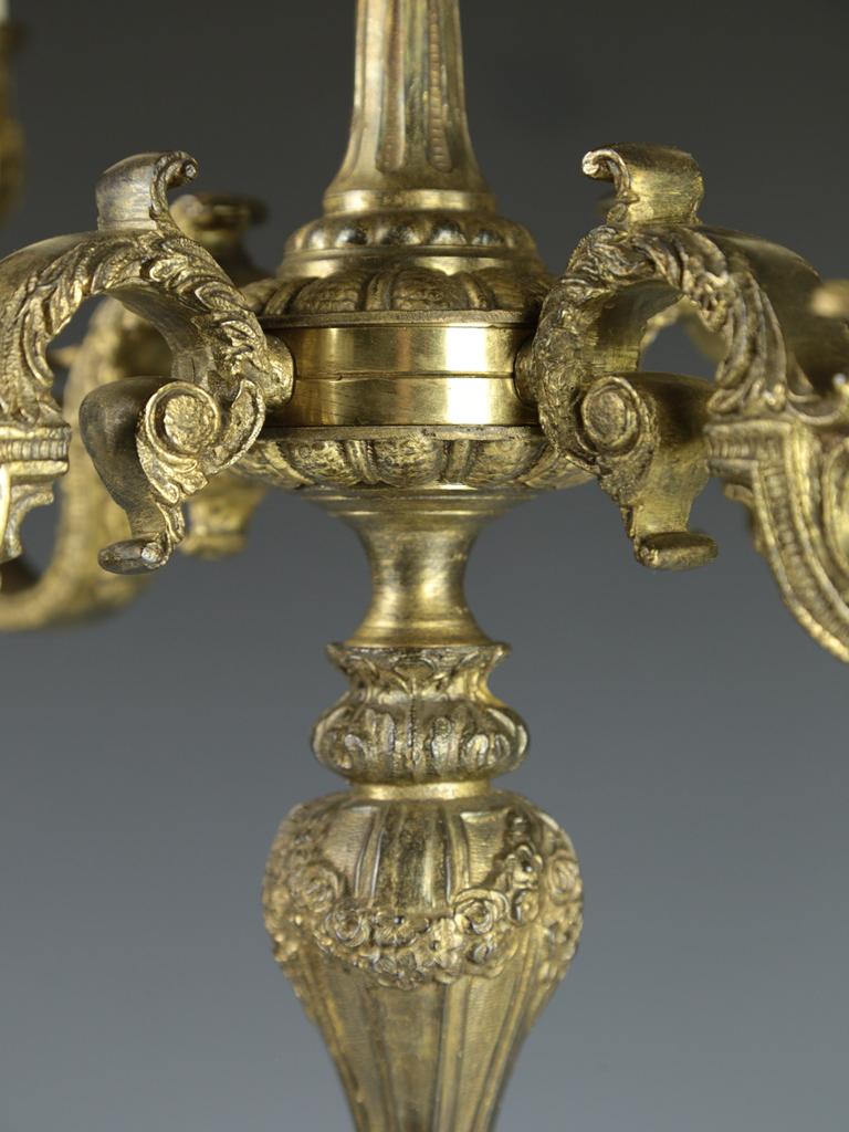 Antique Gilt Cherub 5 Light Candelabra Table Lamp For Sale 4