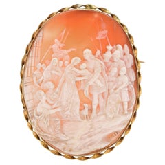 Antique Gilt Christening of the Baby Cameo Brooch