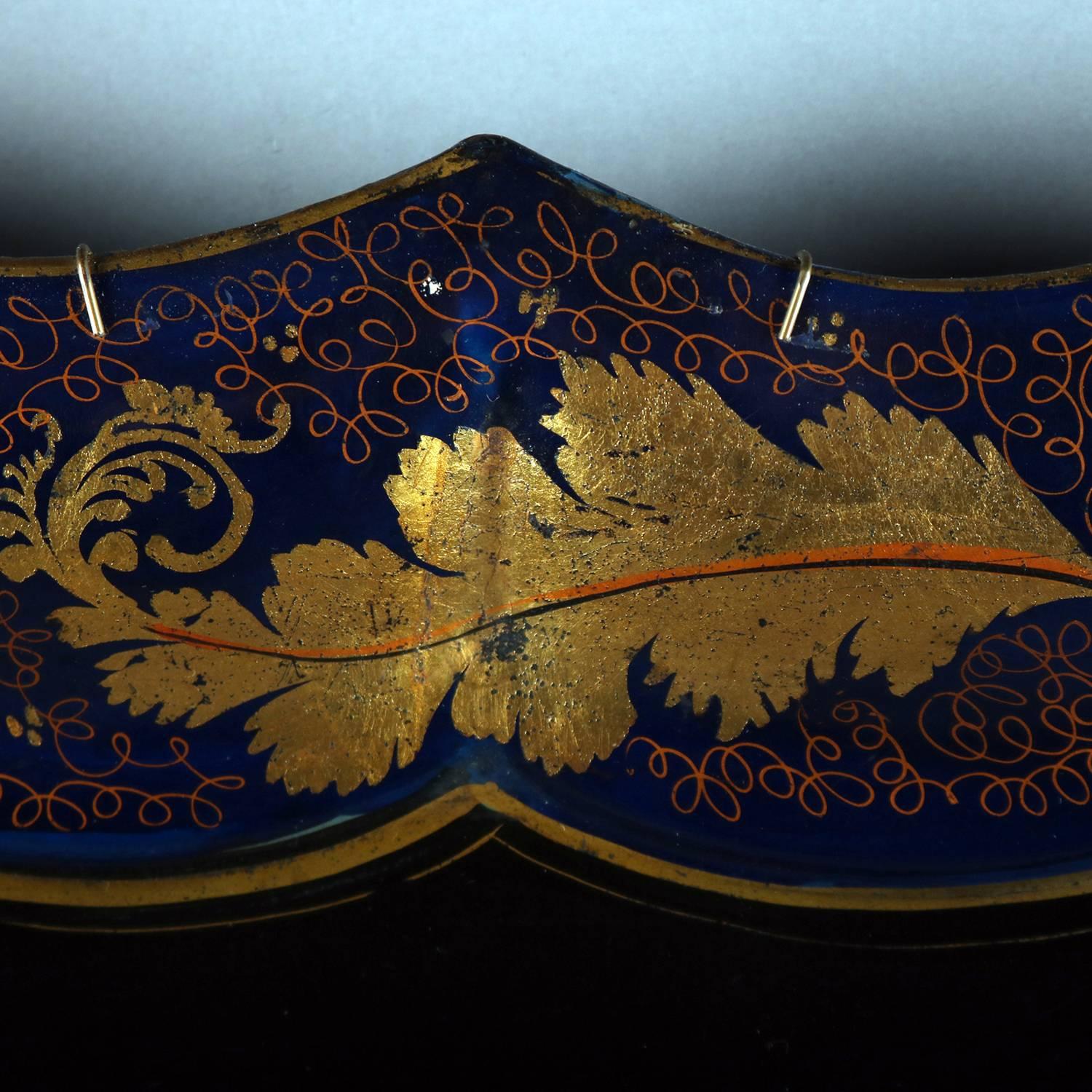 Ebonized Antique Gilt Decorated Toleware Serving Tray, 19th Century