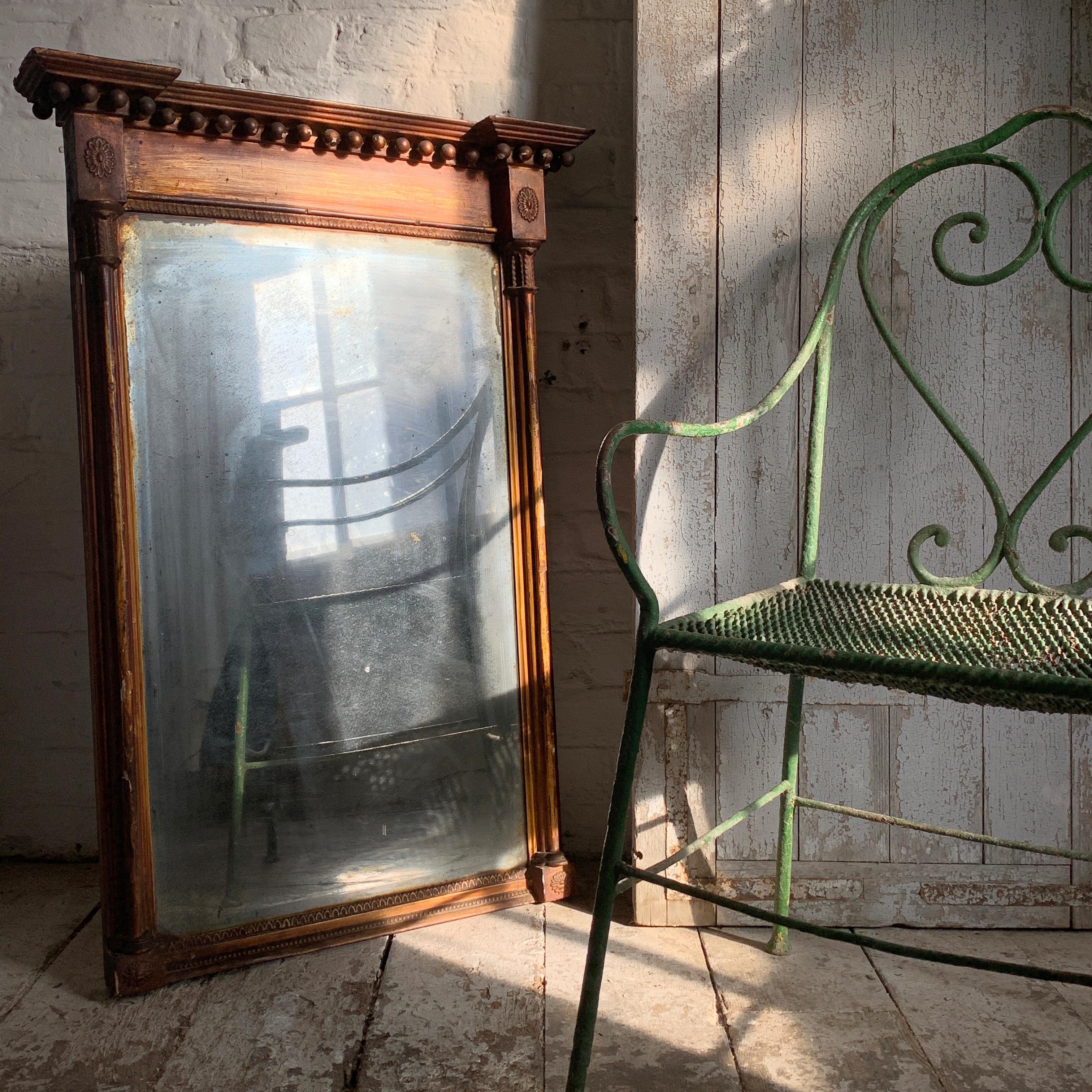 Antique Gold Empire Trumeau Mirror, Foxed, circa 1820 In Good Condition For Sale In Hastings, GB