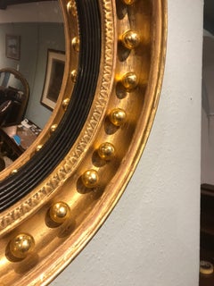 Vergoldeter runder konvexer Spiegel, CIRCA 1850