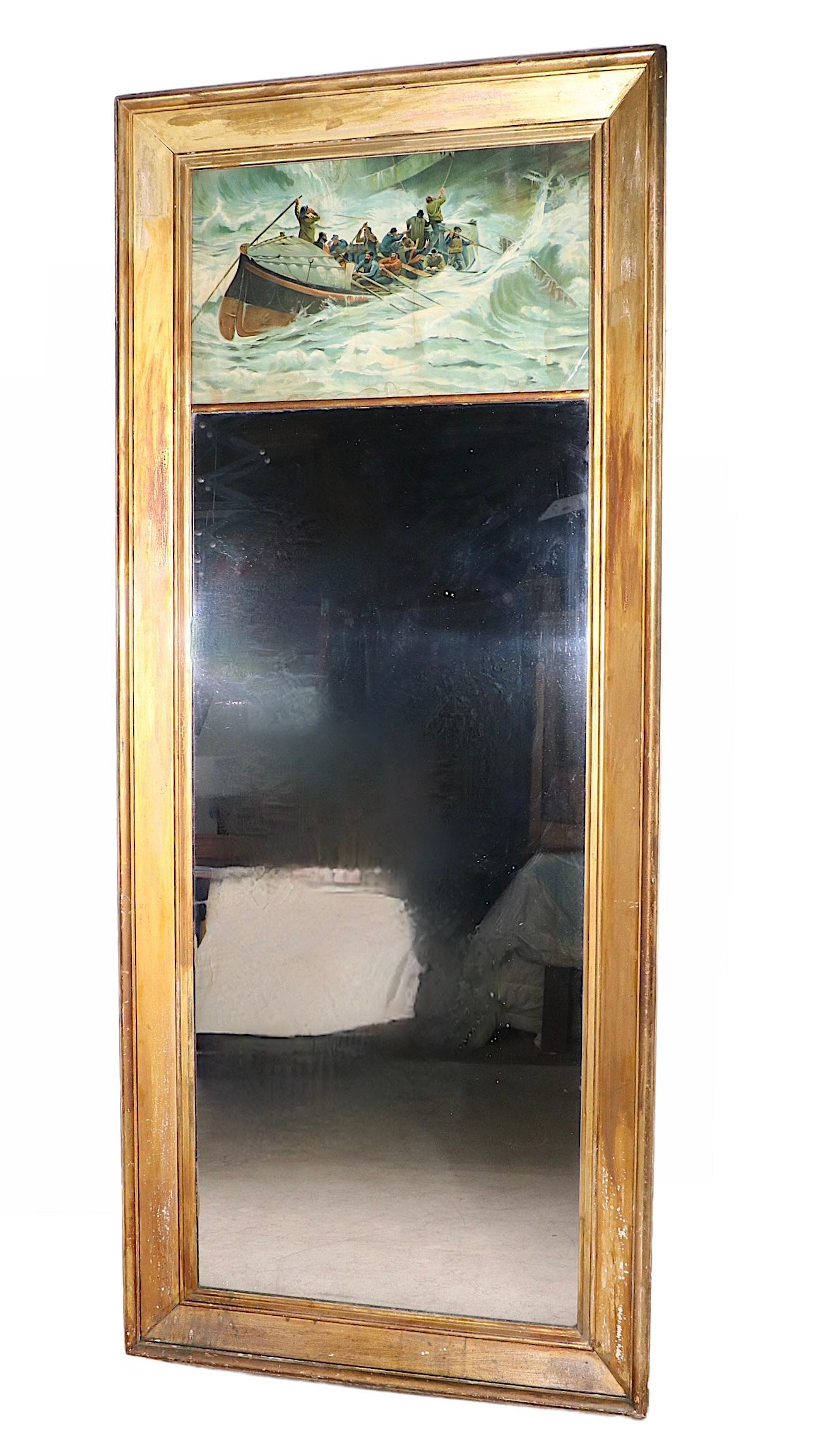 Américain Antique Pier Mirror à cadre doré en vente