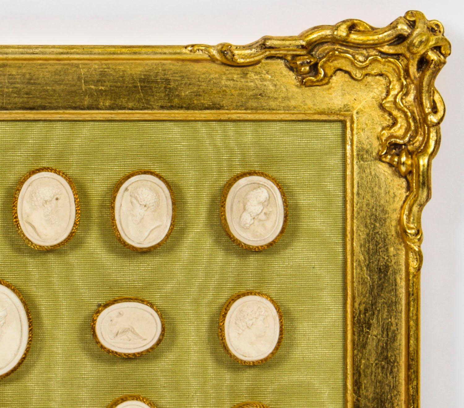 Antique Gilt framed Collection 36 Grand Tour Classical Intaglios, 19th C 1