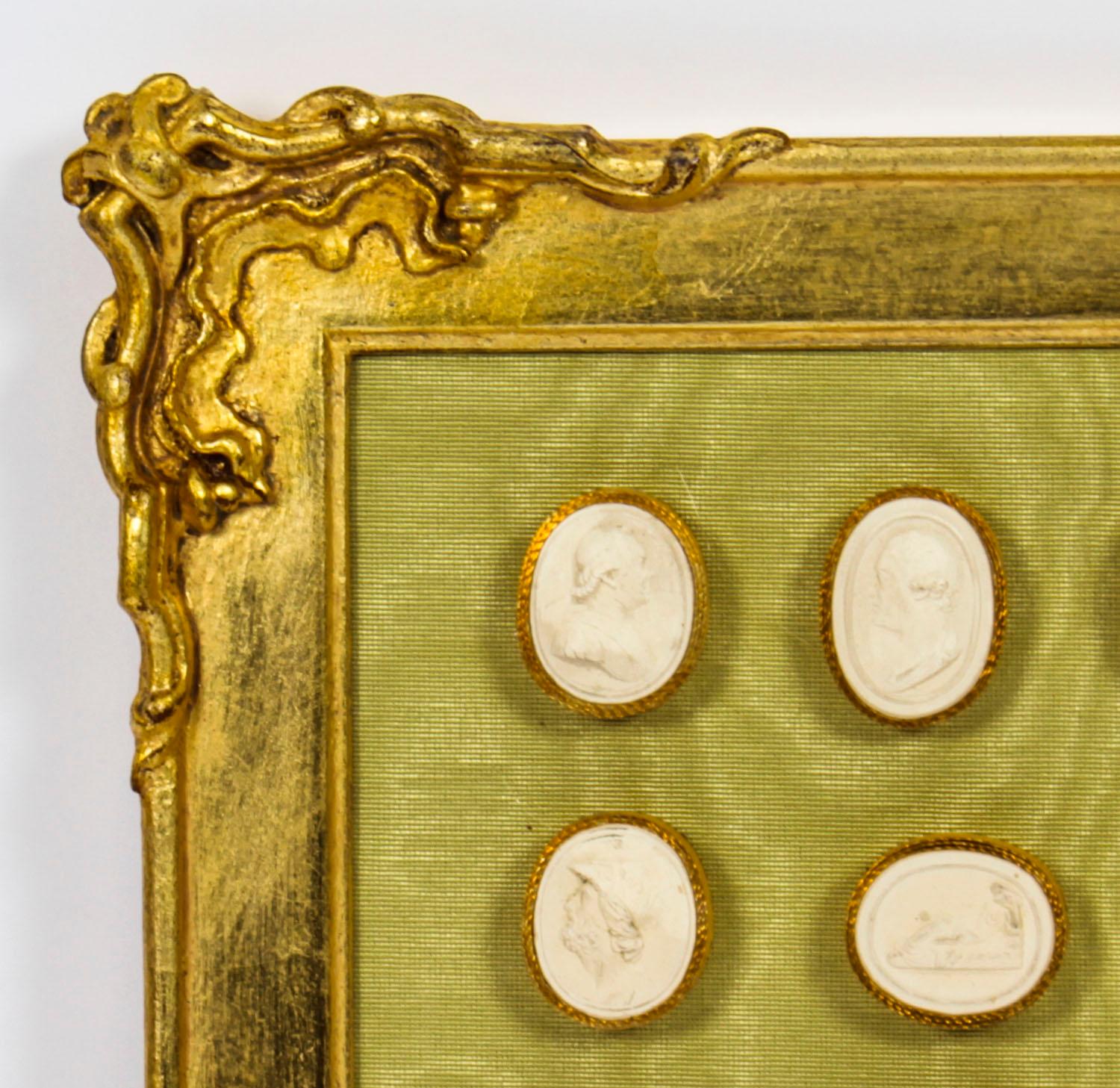 Antique Gilt framed Collection 36 Grand Tour Classical Intaglios, 19th C 2