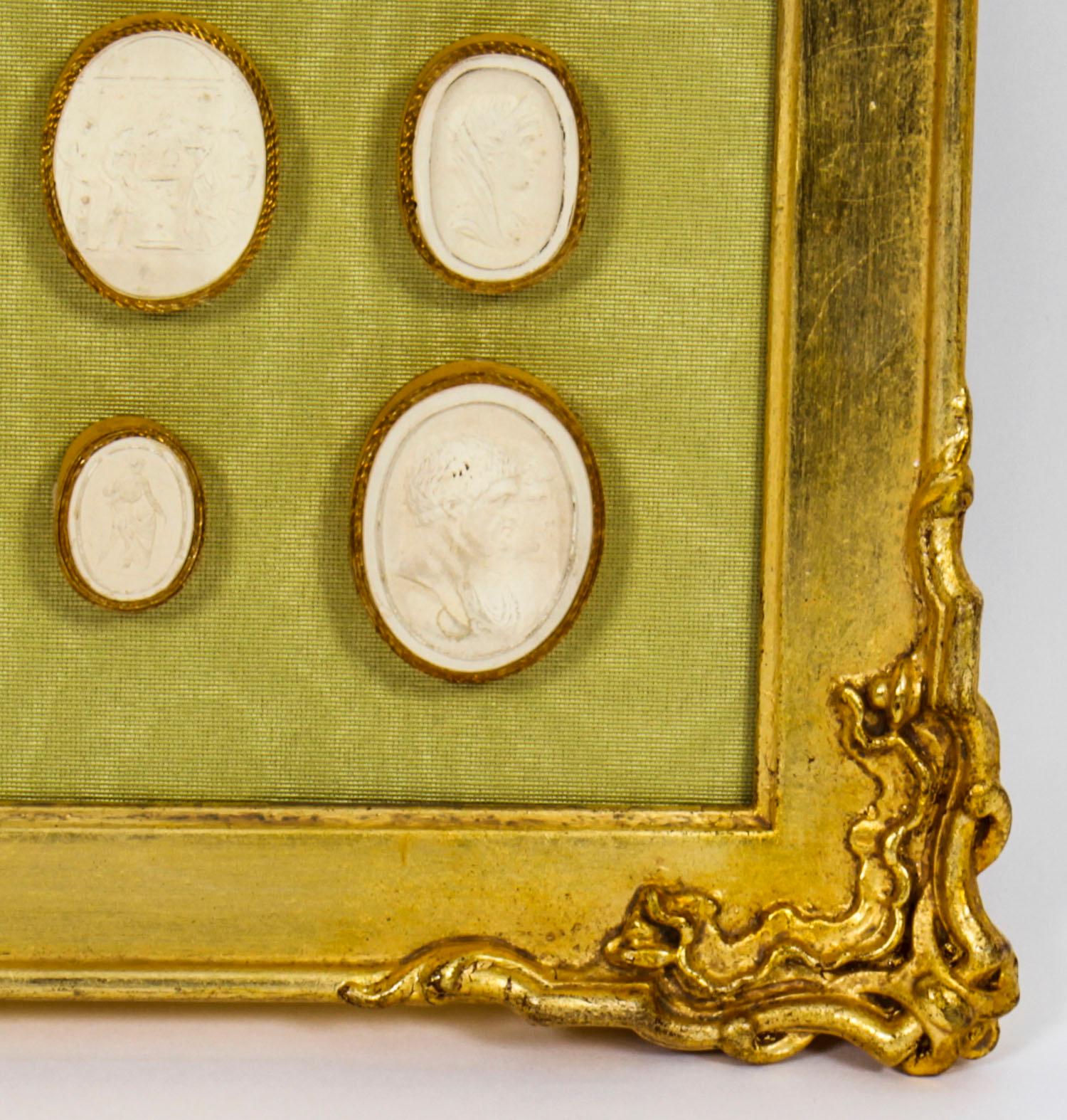 Antique Gilt framed Collection 36 Grand Tour Classical Intaglios, 19th C 3