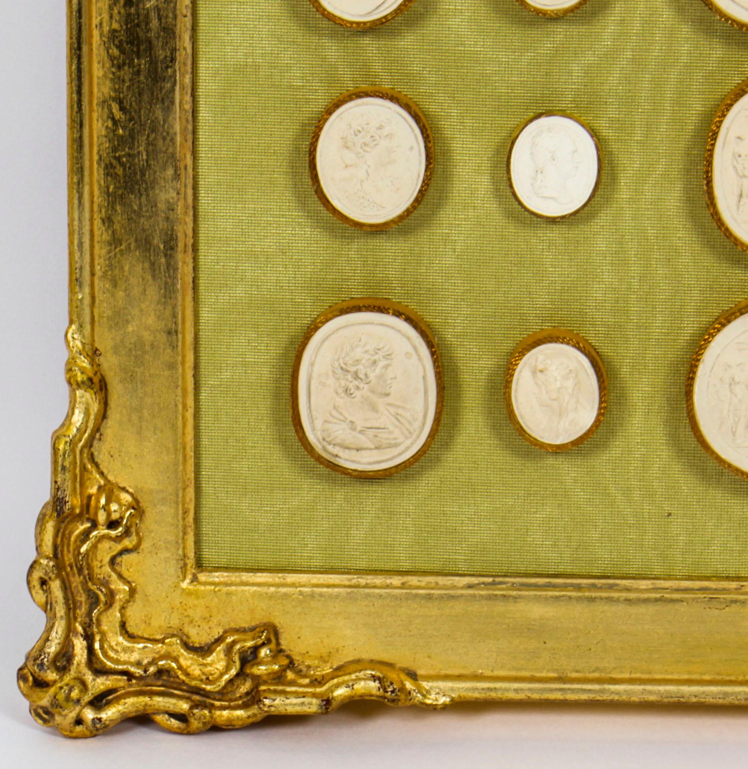 Antique Gilt framed Collection 36 Grand Tour Classical Intaglios, 19th C 4