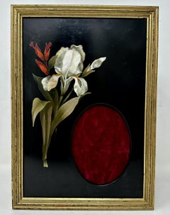 Antique Gilt Framed Pietra Dura Italian Photo Picture Frame Still Life Flowers