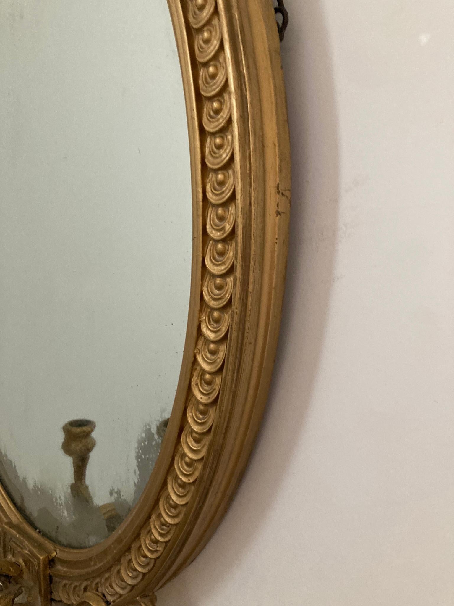 Rococo Antique Gilt Gesso Girandole Mirror For Sale