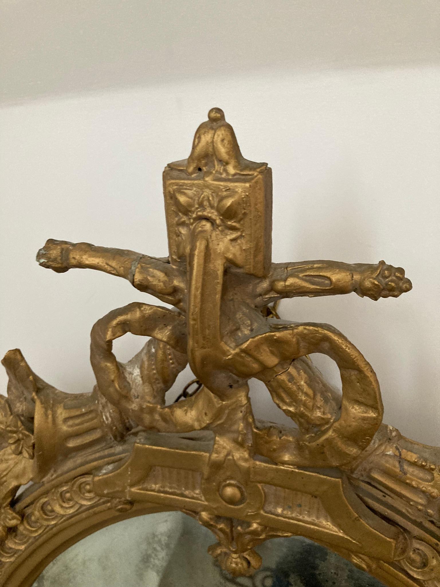 Antiker vergoldeter Gesso Girandole-Spiegel im Zustand „Gut“ im Angebot in Bishop's Stortford, GB