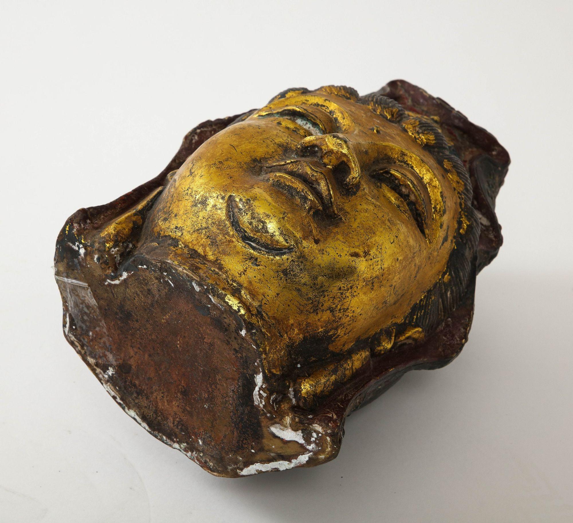 Antique Gilt Iron Quan Yin Head 1