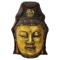 Antique Gilt Iron Quan Yin Head