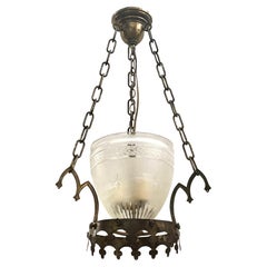 Antique Gilt Lantern with Etched Glass