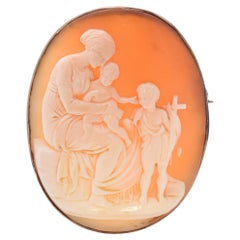 Antique Gilt Mary Joseph and John Cameo Brooch