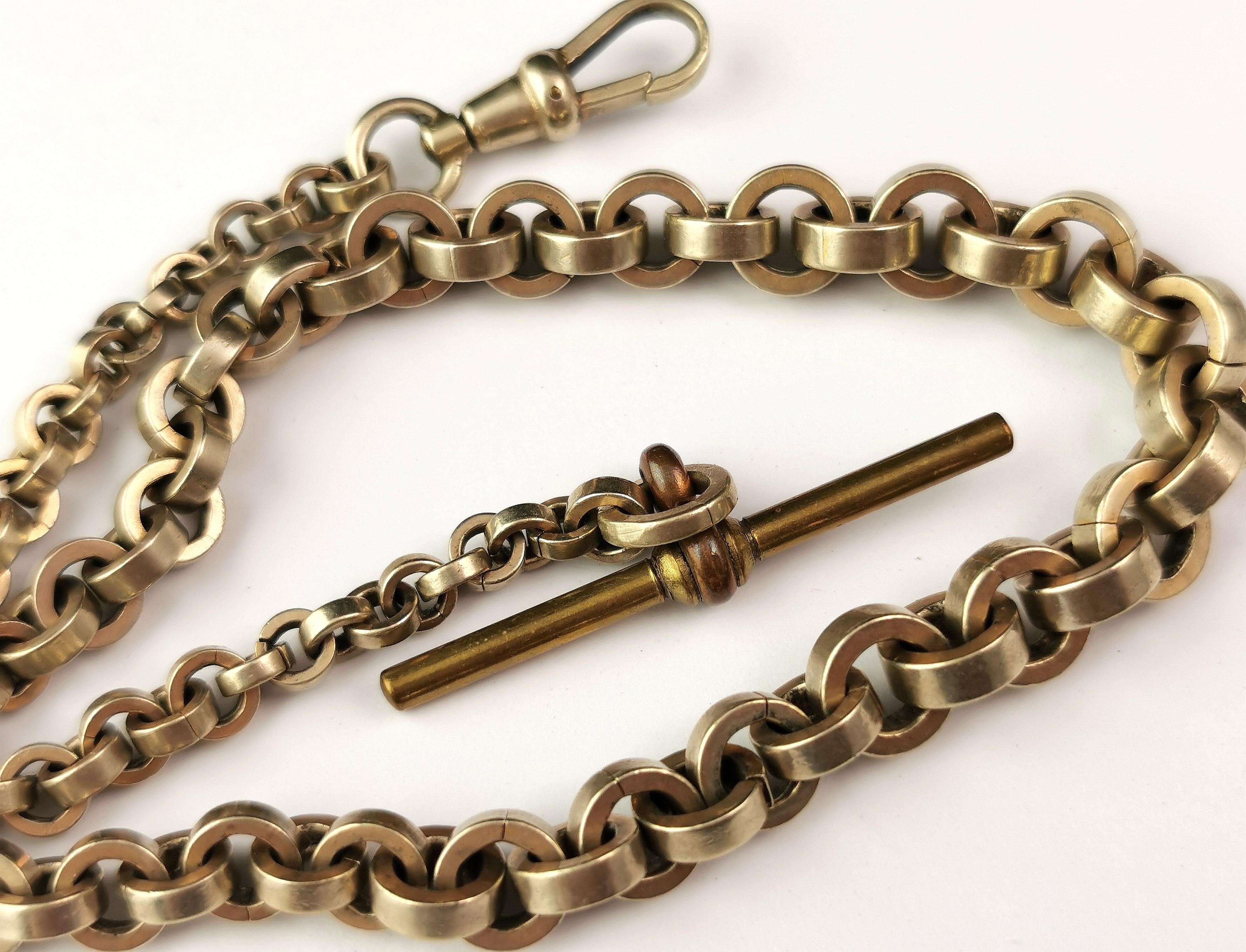 Antique gilt metal Albert chain, chunky rolo link  In Good Condition In NEWARK, GB
