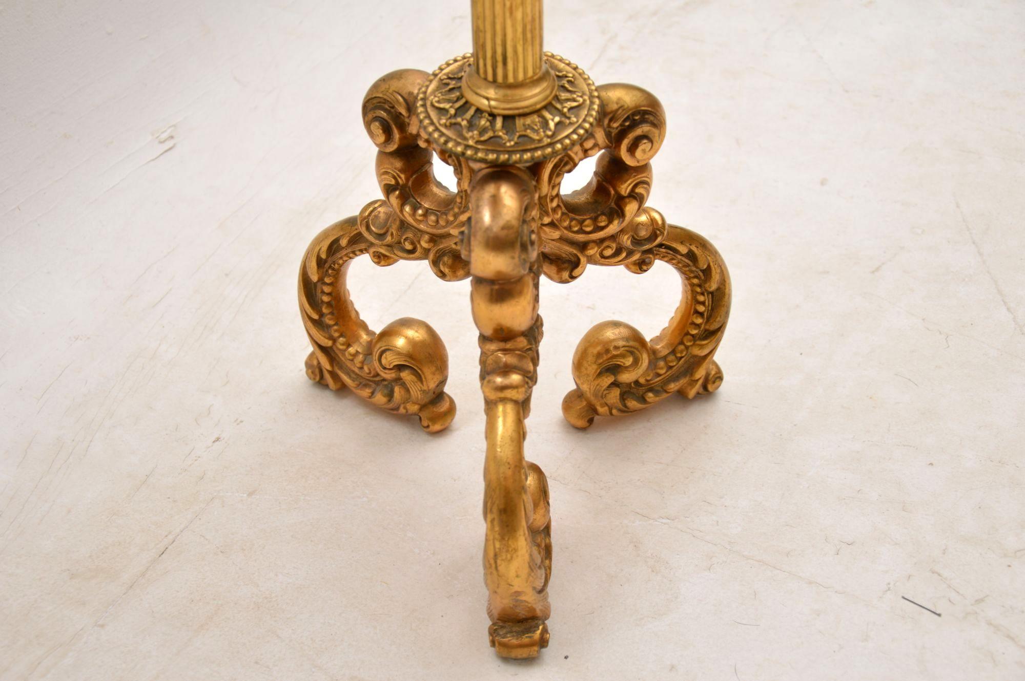 Victorian Antique Gilt Metal and Marble Side Table