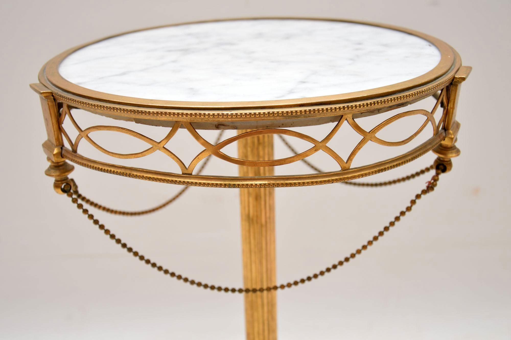 Antique Gilt Metal and Marble Side Table In Excellent Condition In London, GB