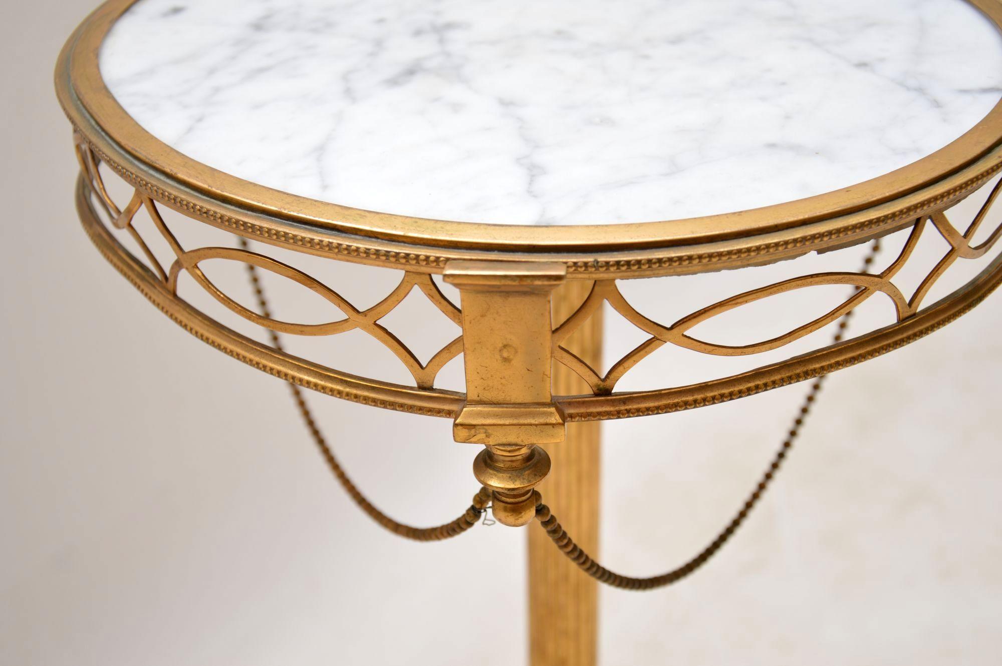 Late 19th Century Antique Gilt Metal and Marble Side Table