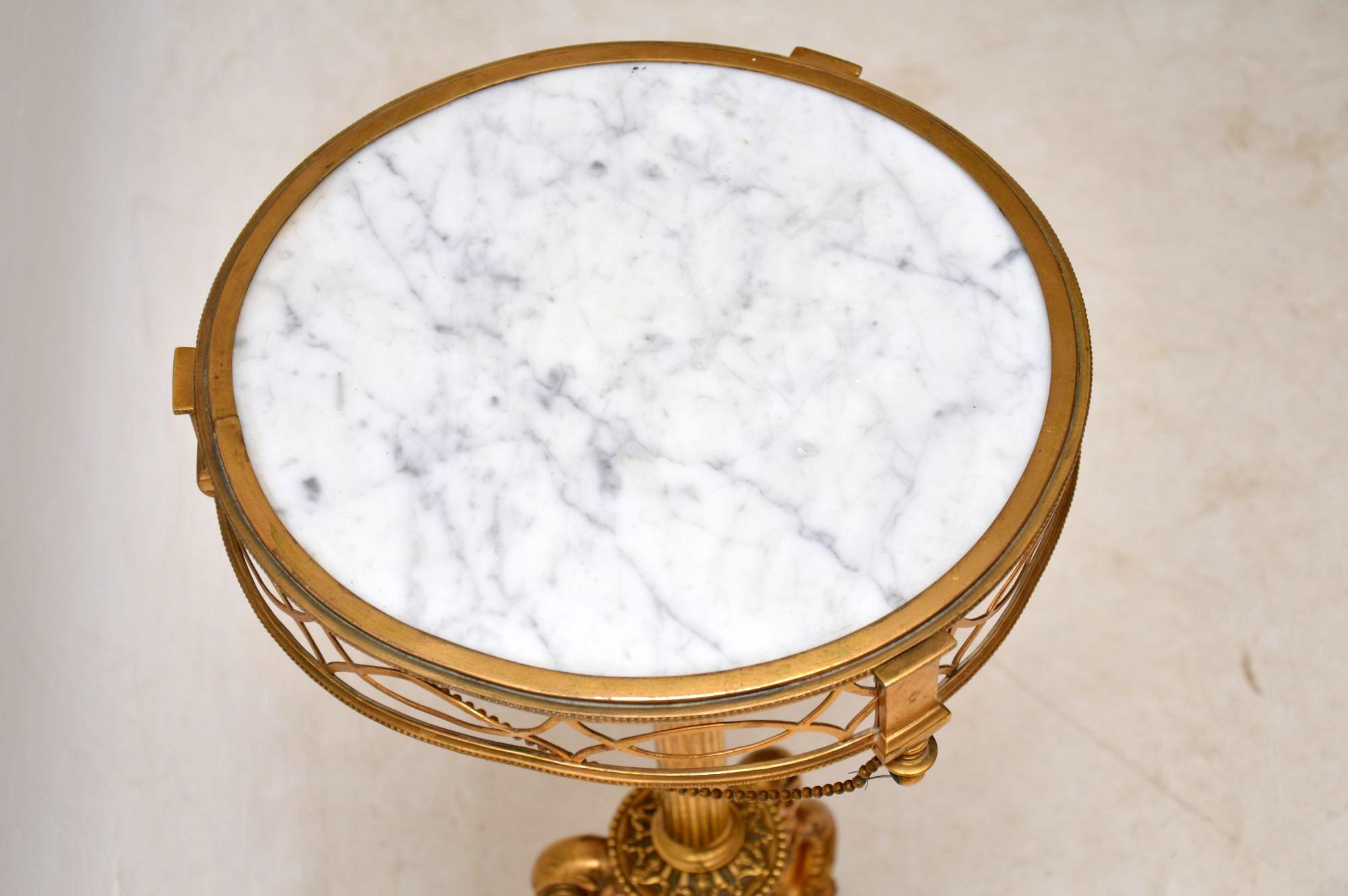 Antique Gilt Metal and Marble Side Table 1