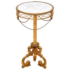 Antique Gilt Metal and Marble Side Table