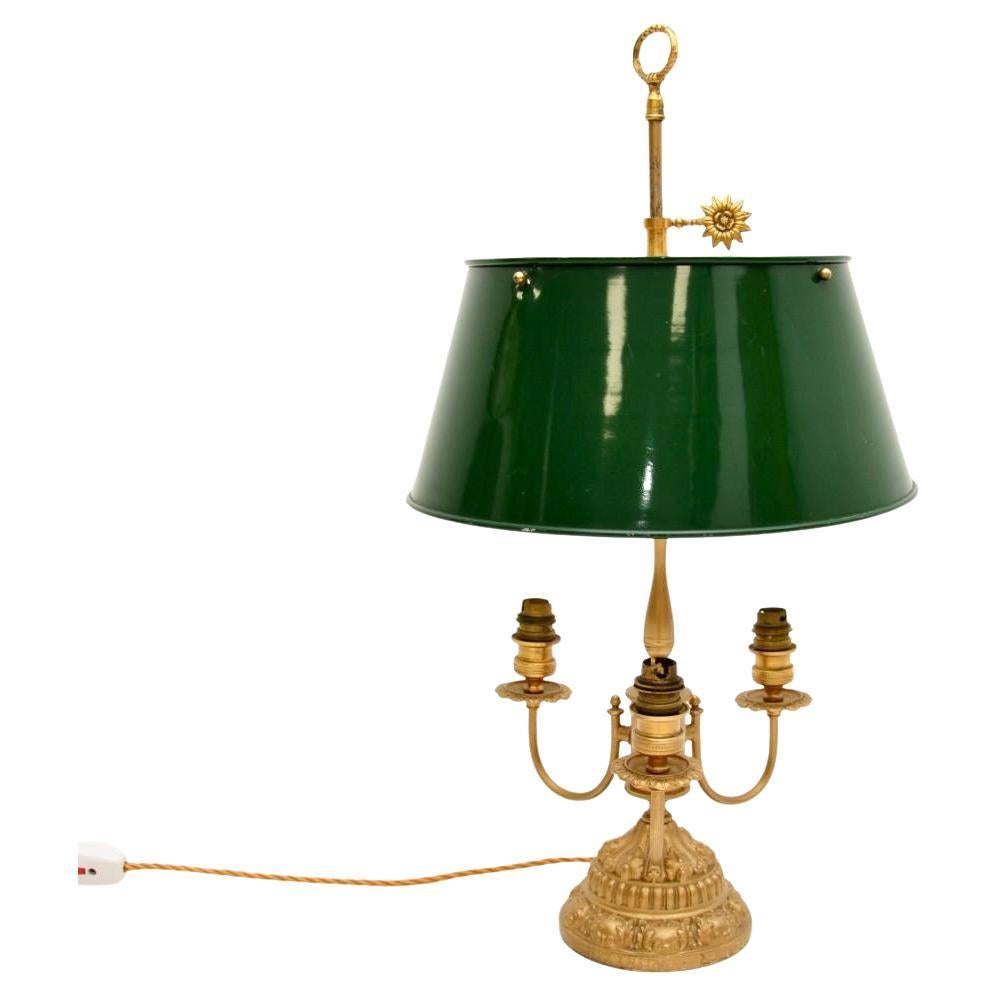 Lámpara de mesa antigua de metal dorado y tole Imperio en venta