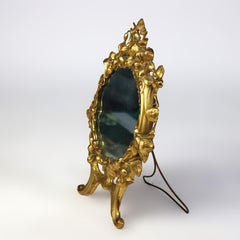 Antique Gilt Metal Floral Form Dresser Mirror C1880
