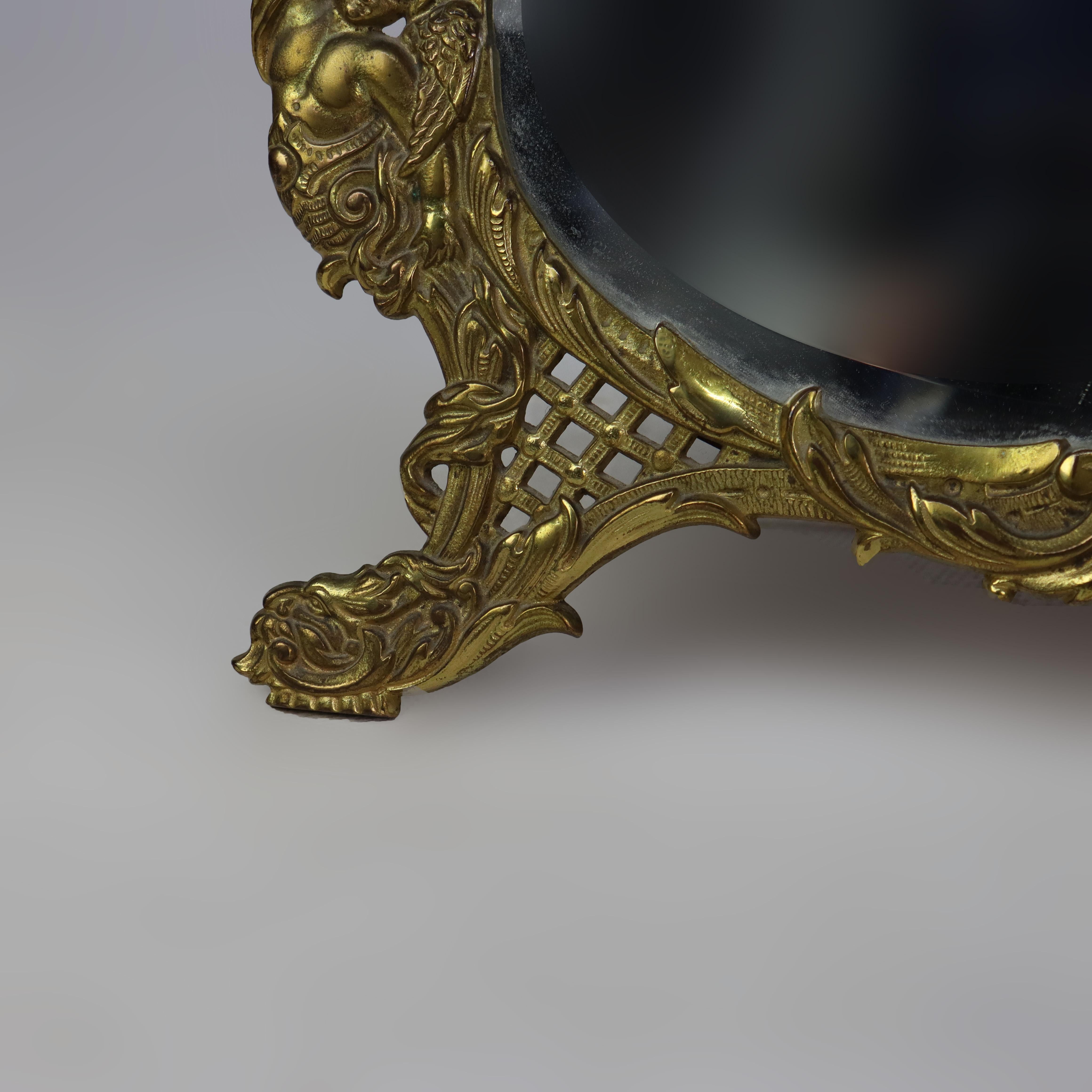 Antique Mirror da comò in metallo dorato a forma di fiore C1880 in vendita 4